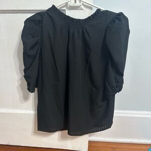 LOFT Black Puff Sleeve Blouse